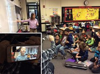 Students in Kate Manteniek’s classroom chat with kids in China via video conferencing 