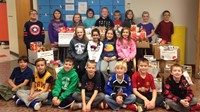 Annehurst students pictured with donated items