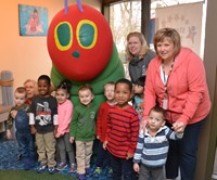 Students meeting the Very Hungry Caterpillar