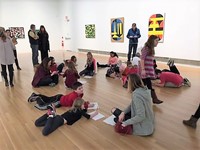 McVay Art Academy students complete an activity at the Wexner Center for the Arts.