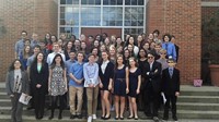 Picuter of Westerville’s Middle School Mock Trial team photographed outside of Columbus City Council chambers