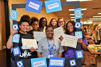 Karen Dorsey pictured with her mentees at Blendon Middle School.