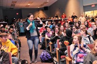 Sandra Lopez speaking to Westerville North students
