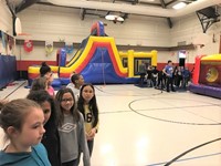 Cherrington Students with Bounce House Party