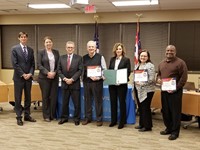Westerville Board of Education members presented with certificates of appreciation and proclamations from the District and City.