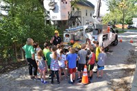 John Friley shows students how to utilize bucket trucks. 