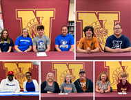 Collage of Westerville North seniors signing letters of intent spring 2021