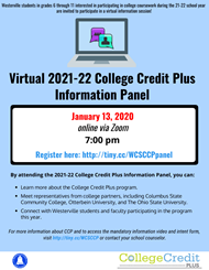 Flyer for College Credit Plus Informational Panel Event  