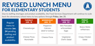 Food Services revised elementary menu starting Jan. 18