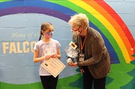 Kennedy Clark, a third-grader at Robert Frost Elementary, was recognized as a Kindness Hero by Mayor Kathy Cocuzzi.