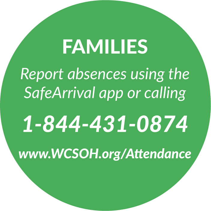 Families: Report absences using the SafeArrival app or calling 1-844-431-0874